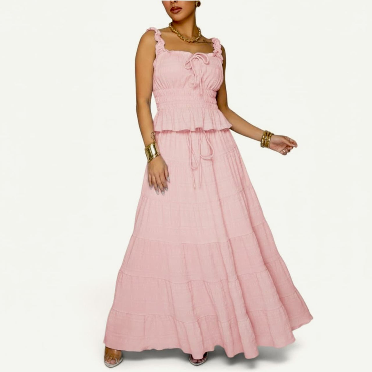 Two Piece Top & Skirt Baby Pink