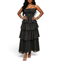 GlammeFab Polka Dot Layered Dress Black