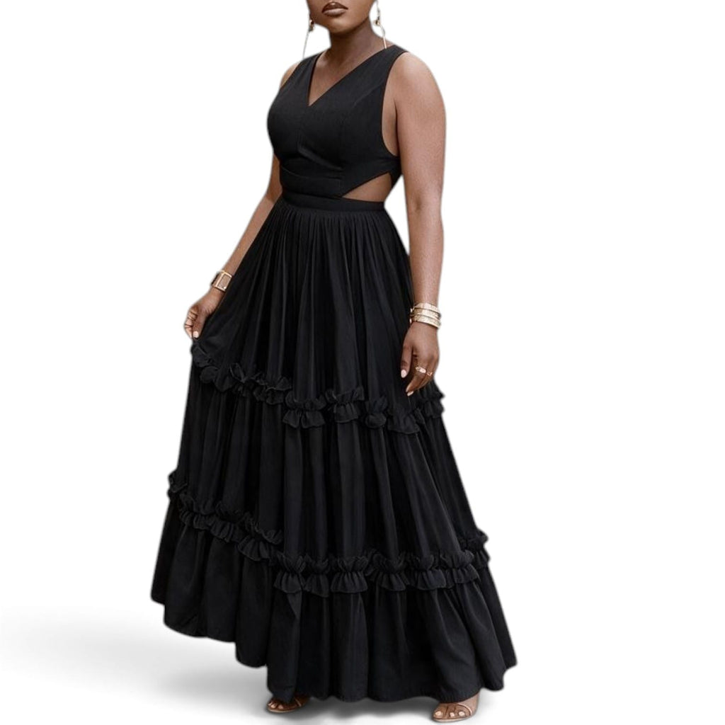 Side Cut Sleeveless Dress Black