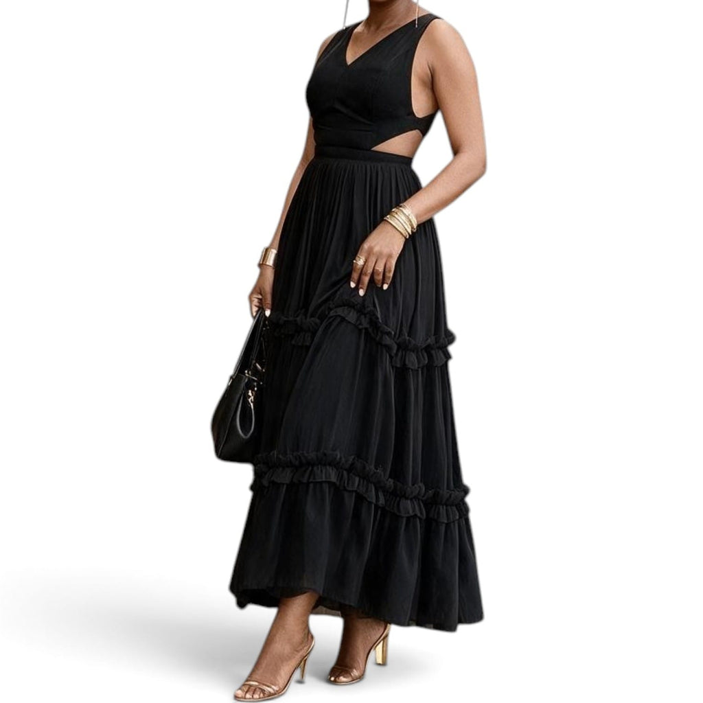 Side Cut Sleeveless Dress Black