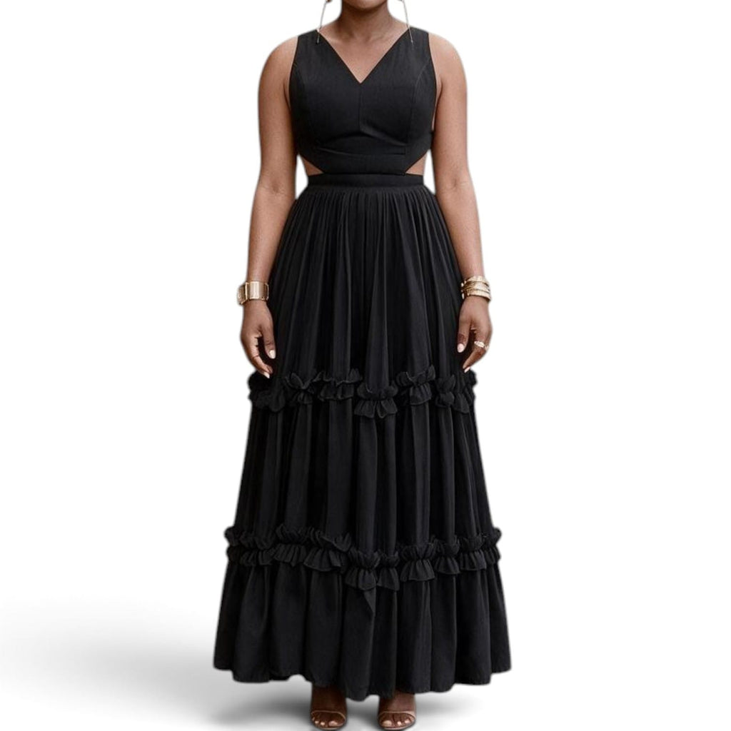 Side Cut Sleeveless Dress Black