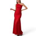 GlammeFab One Arm Long Mesh Dress Red