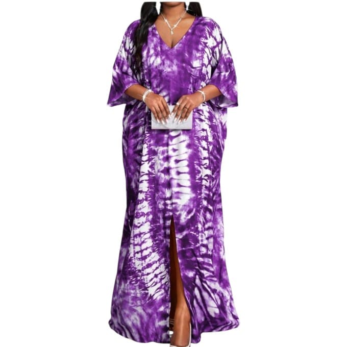 GlammeFab Front Slit Maxi Loose Dress Purple