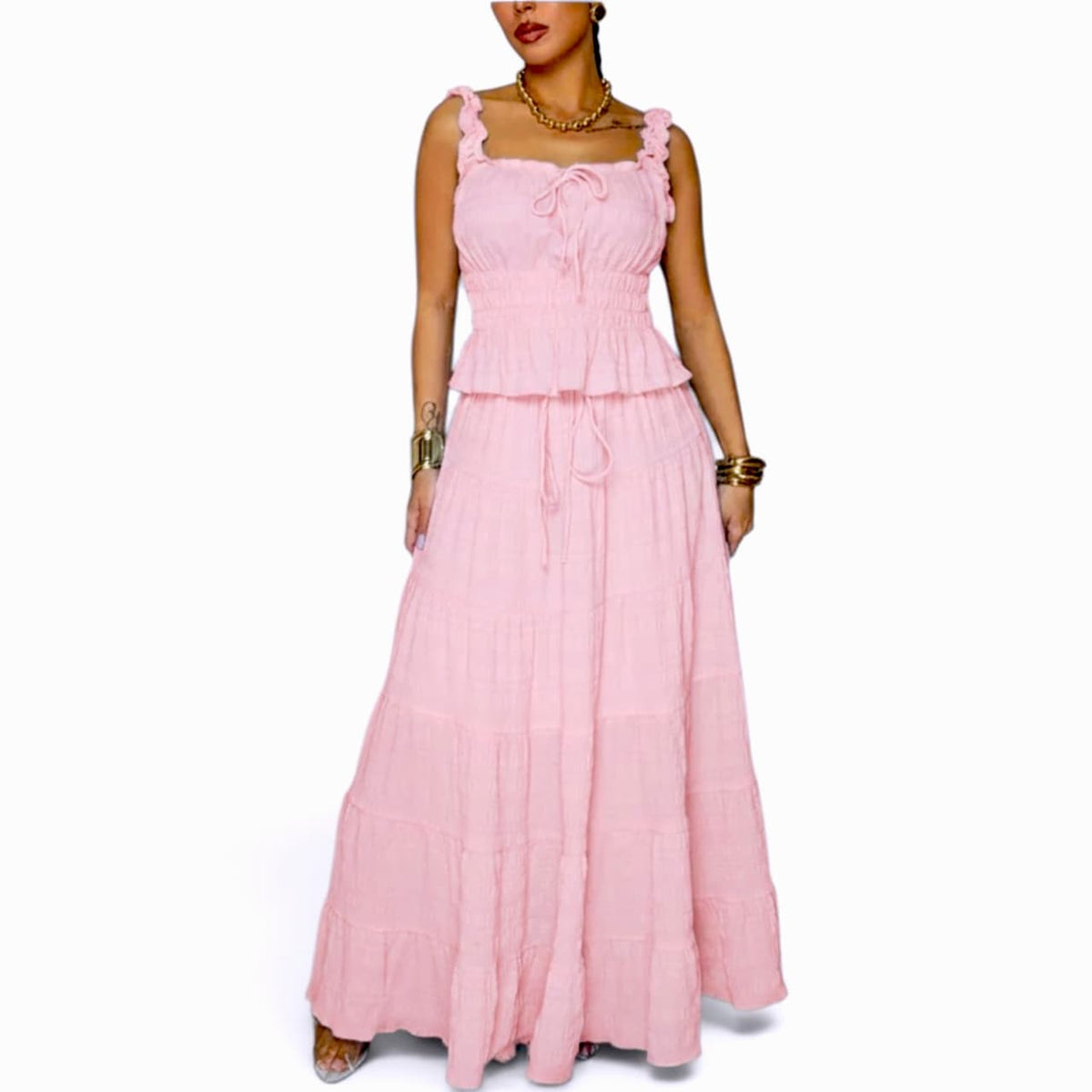 Two Piece Top & Skirt Baby Pink