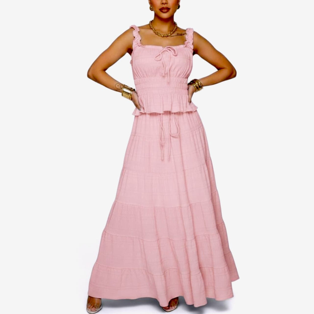 Two Piece Top & Skirt Baby Pink
