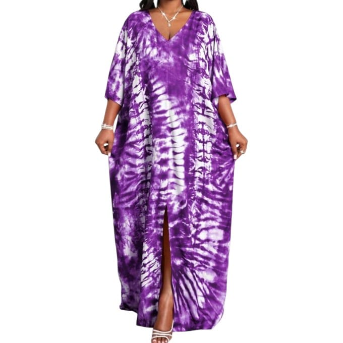 GlammeFab Front Slit Maxi Loose Dress Purple